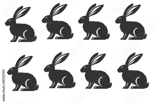 Set of black rabbits silhouettes illustration Free
