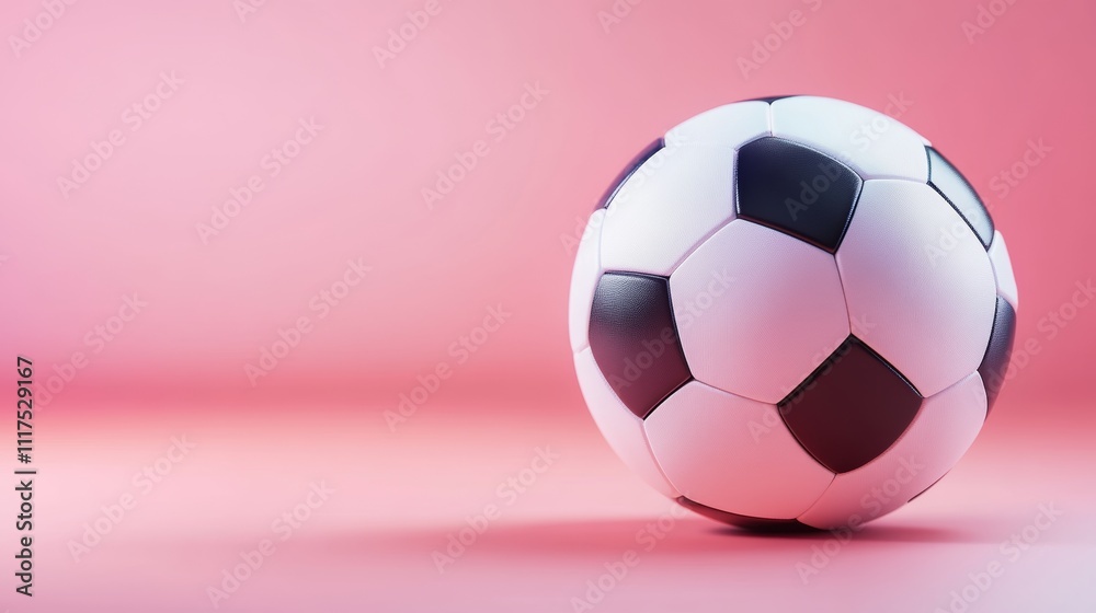 Naklejka premium 3D Model of a Single Soccer Ball on a Soft Color Background