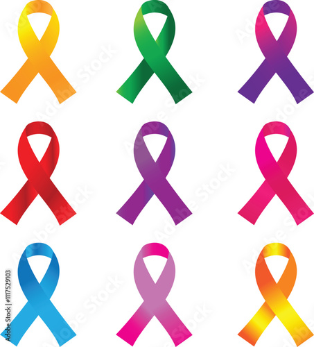 A vibrant illustration symbolizing World Cancer Day, featuring a purple ribbon surrounded by diverse hands joining in unity against a gradient background, representing global solidarity and support