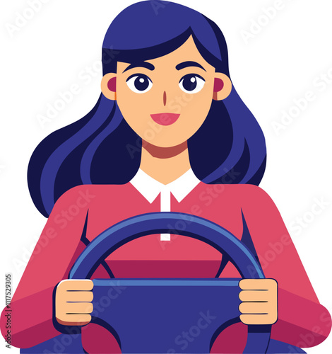 woman vehicle driving driver vector illustration graphic design artwork