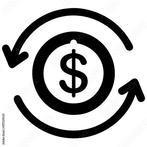 Business icon of currency exchange representing financial transactions and flow