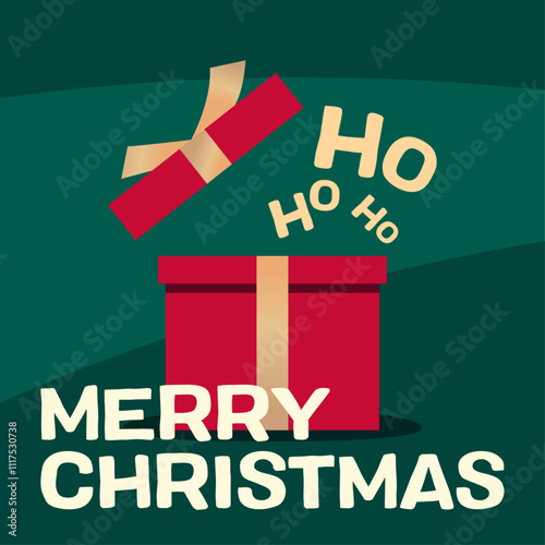 merry christmas gift box card