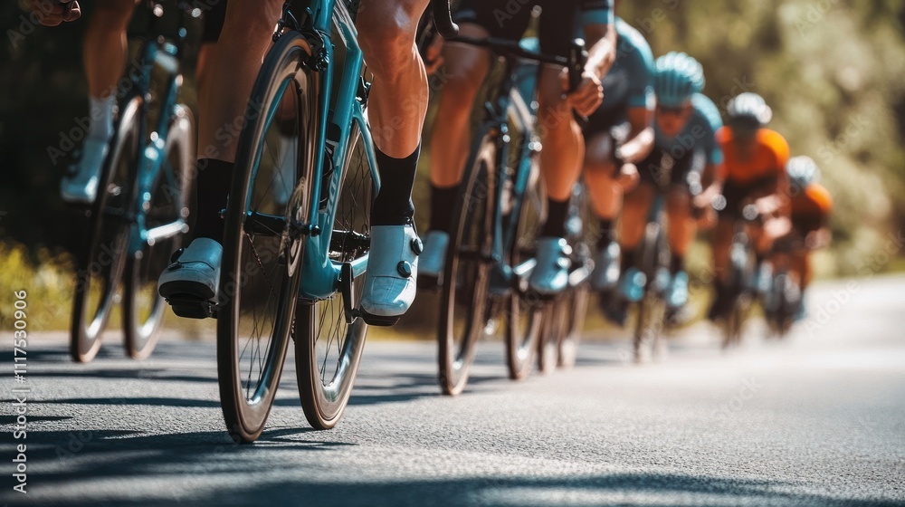 Fototapeta premium Cyclists Racing on a Road
