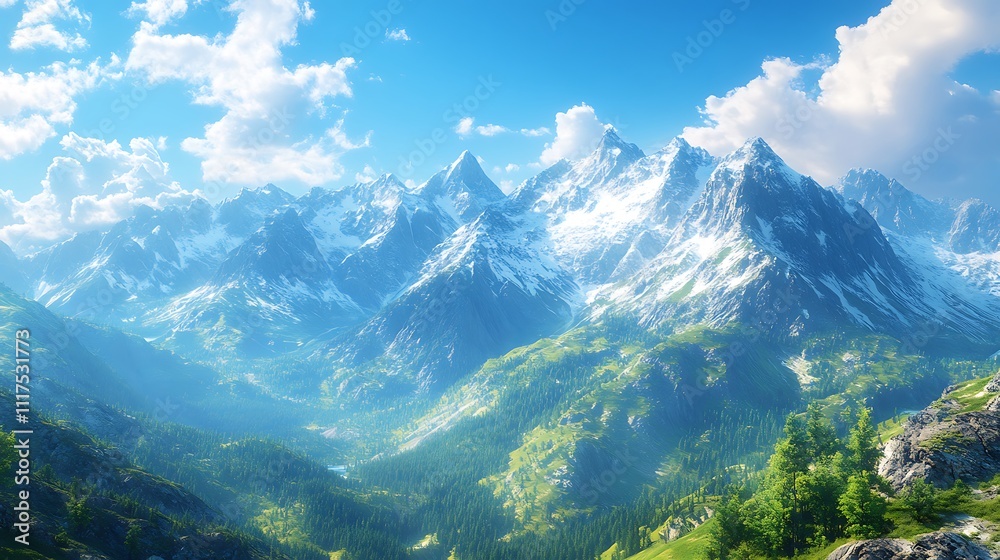 Obraz premium Epic Mountain Ranges 4K Desktop Wallpaper with Vibrant Colors