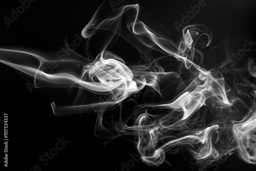 White smoke abstract on black background, fire design