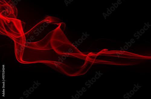 Movement of red smoke abstract on black background, fire disign