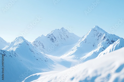 Cho Oyu, the majestic snow-covered peak, standing tall in the Himalayas with a stunning backdrop of snow and clear skies, showcasing natural beauty and tranquility. photo