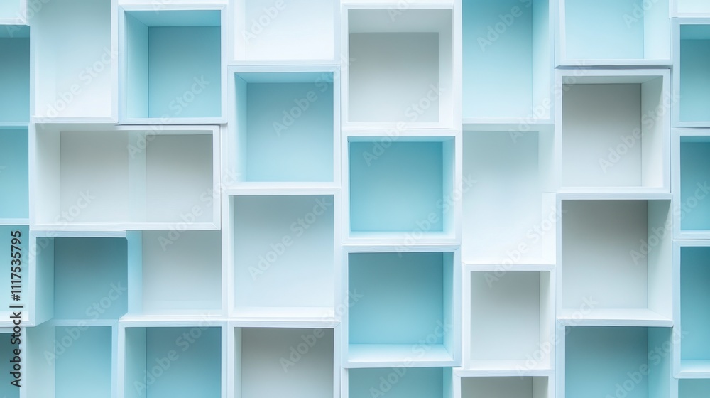 Abstract Background of Pastel Blue and White Cubby Shelves. Abstract Background of Pastel Blue and White Cubby Shelves.