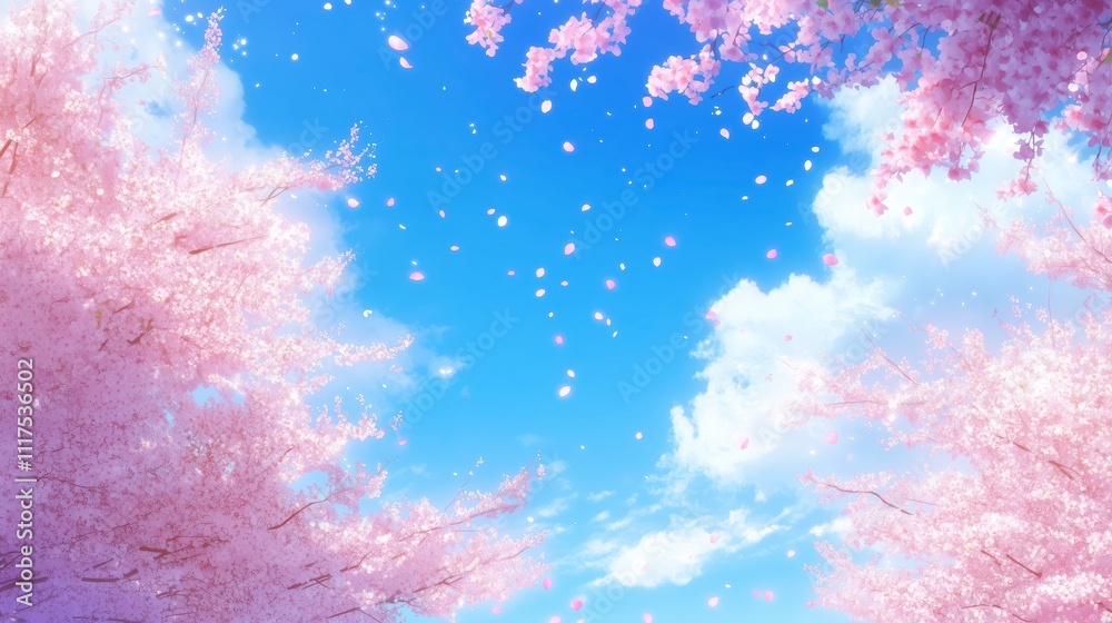 Stunning Cherry Blossom Trees Under Blue Sky in Spring Stunning Cherry Blossom Trees Under Blue Sky in Spring