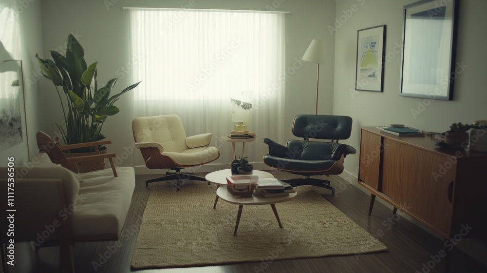 Modern Living Room With Mid Century Chairs And Decor Modern Living Room With Mid Century Chairs And Decor
