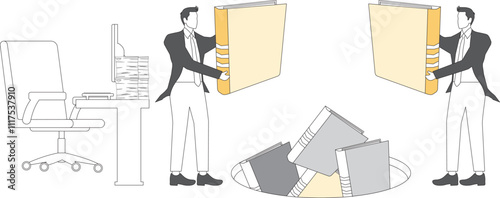 Angry Employees, Bad Office, Emotional Breakdowns from Stressful Jobs, Employees Venting Frustrations and Throwing Away Job Folders