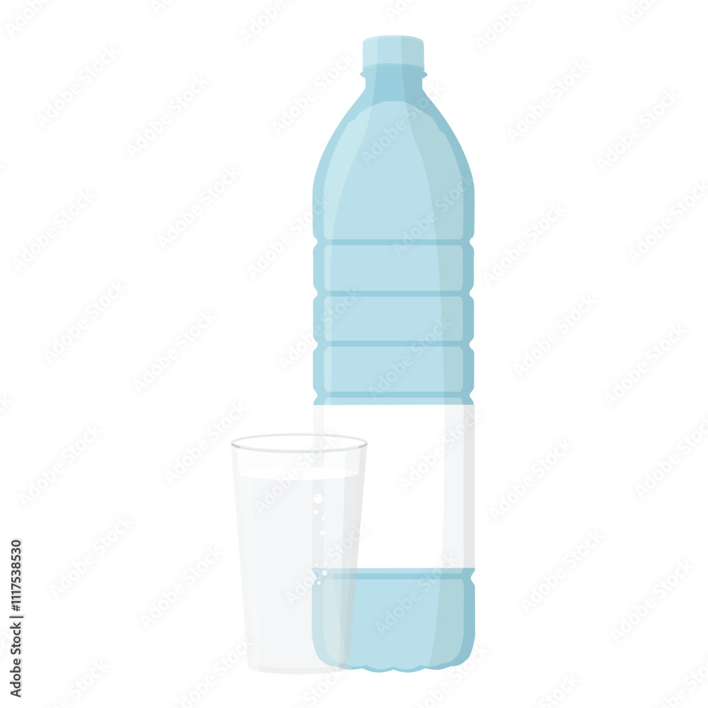 Glass and bottle of water isolated on white background Glass and bottle of water isolated on white background
