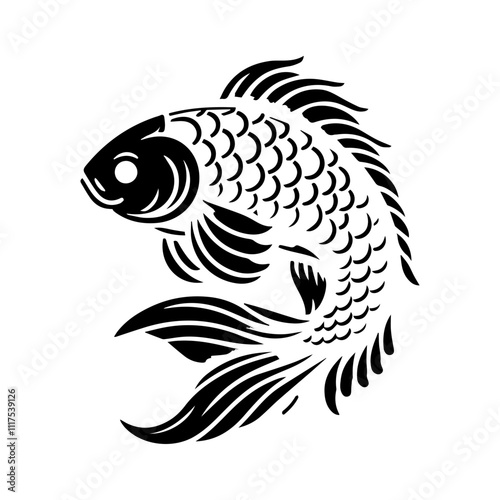 black and white Koi  fishes vector illustration