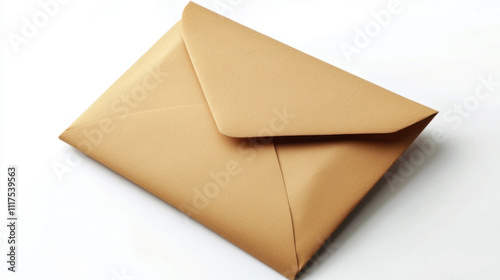 A closed brown envelope on a plain white background, symbolizing communication or secrecy. The envelope is oriented horizontally, suggesting simplicity and focus. photo