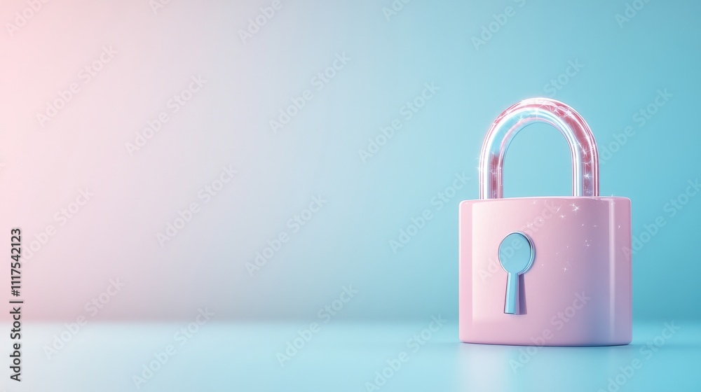 3D Model of a Pink Padlock on a Gradient Background for Security 3D Model of a Pink Padlock on a Gradient Background for Security