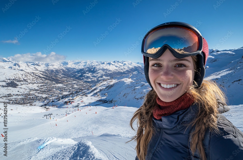 Stylish woman in sunglasses skiing at Zermatt Ski Resort, Switzerland, surrounded by the stunning Alps under a clear winter sky. Stylish woman in sunglasses skiing at Zermatt Ski Resort, Switzerland, surrounded by the stunning Alps under a clear winter sky.