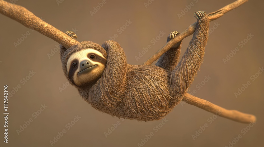 Adorable Sloth Hanging From Tree Branch Adorable Sloth Hanging From Tree Branch
