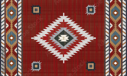 Navajo tribal vector seamless pattern. Native American ornament. Ethnic South Western decor style. Boho geometric ornament. Vector seamless pattern. Mexican blanket, rug. Woven carpet illustration