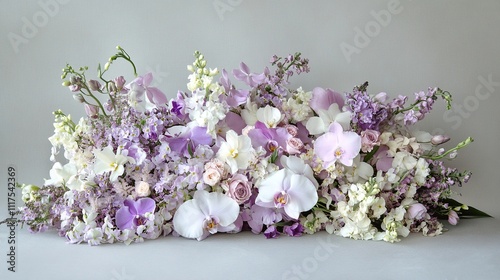 Obraz na płótnie Lavender and White Orchid Floral Arrangement: A Serene Symphony of Blossoms w salonie