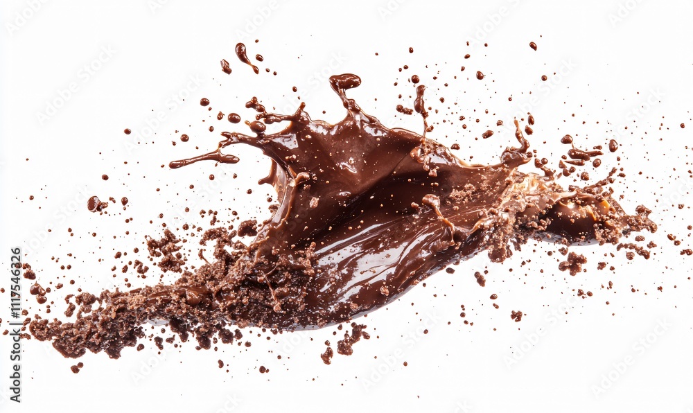Liquid chocolate flowing smoothly on a clean white background, highlighting richness and indulgence, perfect for dessert and confectionery themes. Liquid chocolate flowing smoothly on a clean white background, highlighting richness and indulgence, perfect for dessert and confectionery themes.