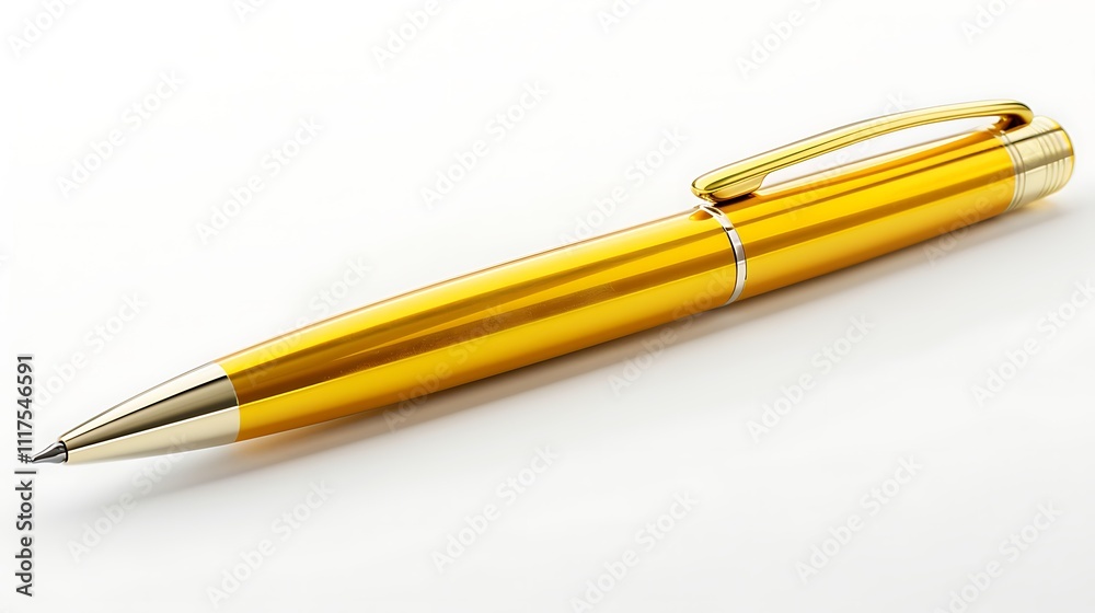 gold pen isolated on white background 