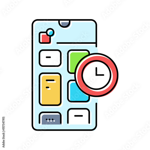 blocking app time management color icon vector. blocking app time management sign. isolated symbol illustration