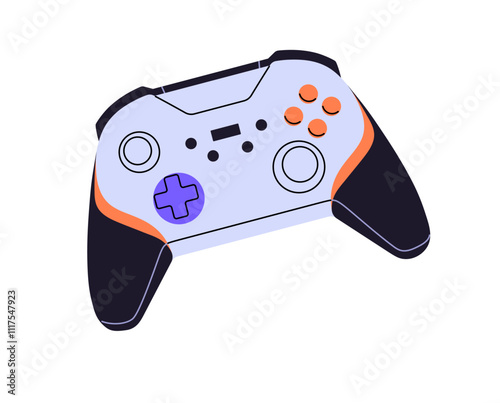 Modern joystick icon. Wireless controller to play videogames. Video game console remote control. Cybersports joypad for gamers, cyber players. Flat isolated vector illustration on white background