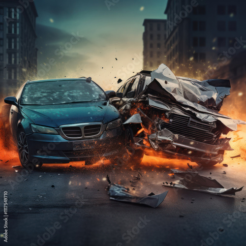 Chaos Unfolds: Car Accident Scene Captured in Detail