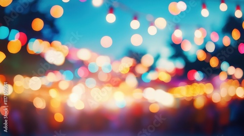 Festive Night Bokeh Background Vibrant, colorful lights blur.
