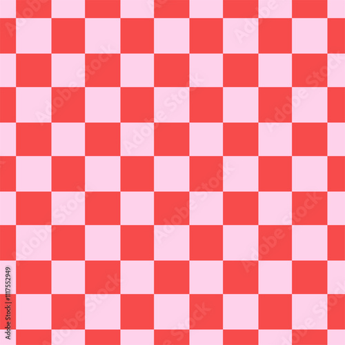 Chequered seamless pattern. Red and pink colours background. Vintage backdrop.