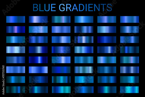 Blue metallic gradients, chrome metal foil texture gradient set