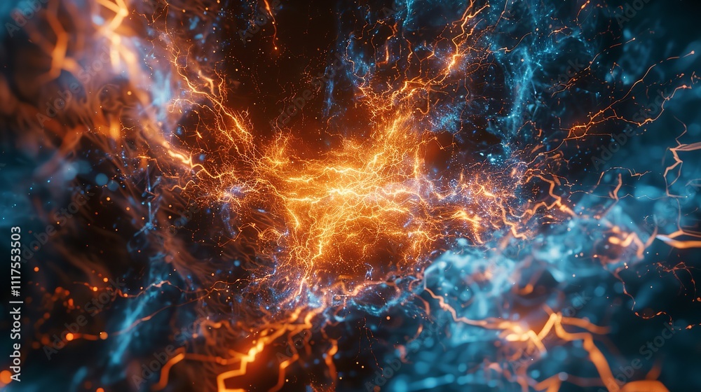 A vibrant, abstract representation of Quantum Entanglement, lightning in the image. A vibrant, abstract representation of Quantum Entanglement, lightning in the image.
