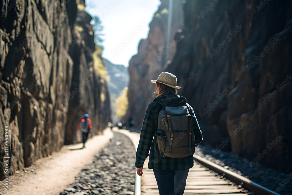 A traveler with a backpack walks along a mountain trail through rocky cliffs, symbolizing adventure, exploration, and the outdoors.
A traveler with a backpack walks along a mountain trail through rocky cliffs, symbolizing adventure, exploration, and the outdoors.