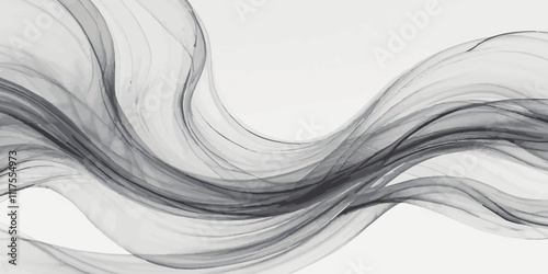 Abstract dynamic smooth on a pitch-black  grey smokey wavey line wallpaper texture white background