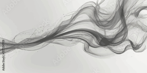 Abstract dynamic smooth on a pitch-black  grey smokey wavey line wallpaper texture white background