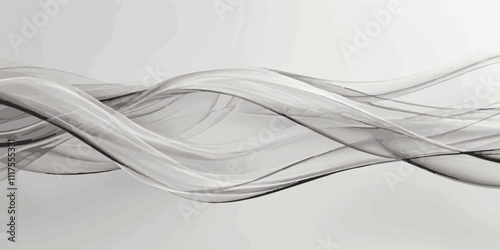 Abstract dynamic smooth grey smokey white light, black, soft wavey line wallpaper texture white background. 