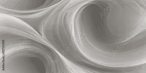 Abstract smokey dark grey and white smooth light  wave element modern stream white background. 