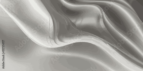 Abstract smokey dark grey and white smooth wave element modern stream white background. 