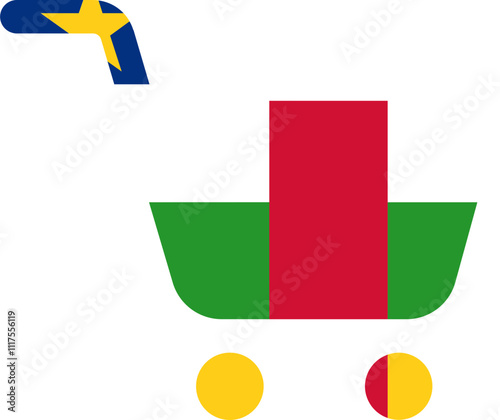 Central African Republic flag on Mono Cart Icon