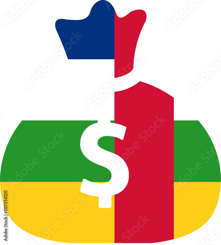 Central African Republic Flag on Money bag icon