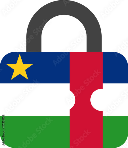 Central African Republic Flag On Password Lock Icon