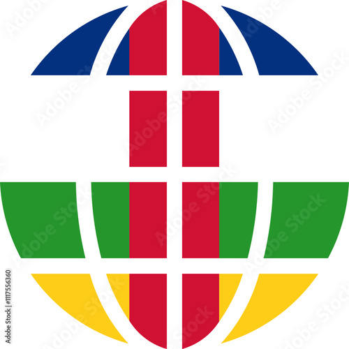 Central African Republic Flag On world icon