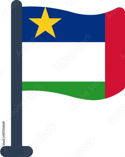 Central African Republic Flag Rounded