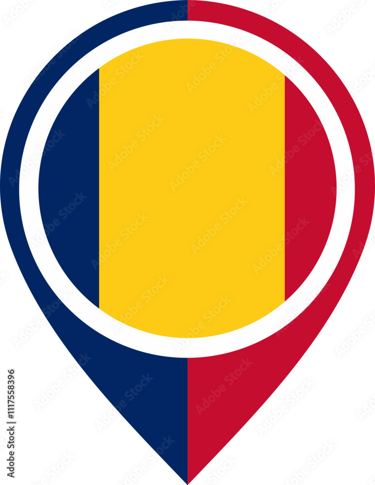 Fototapeta premium Map Icon Inside Chad Flag