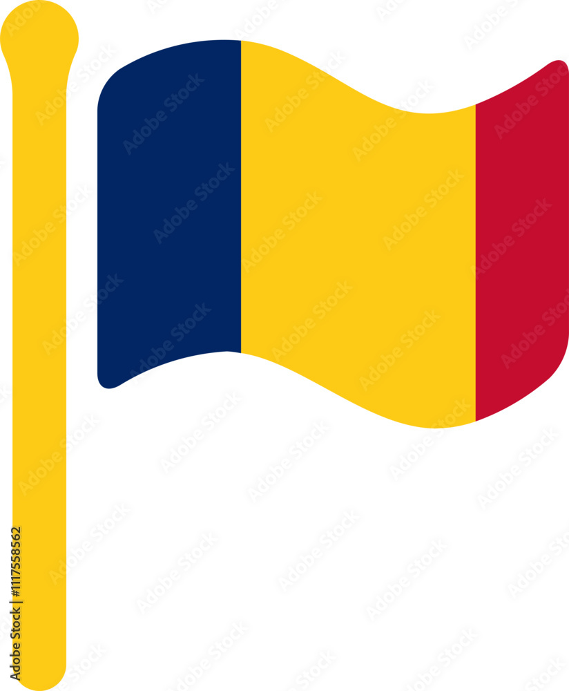 Fototapeta premium Chad Flag free flown Rounded icon
