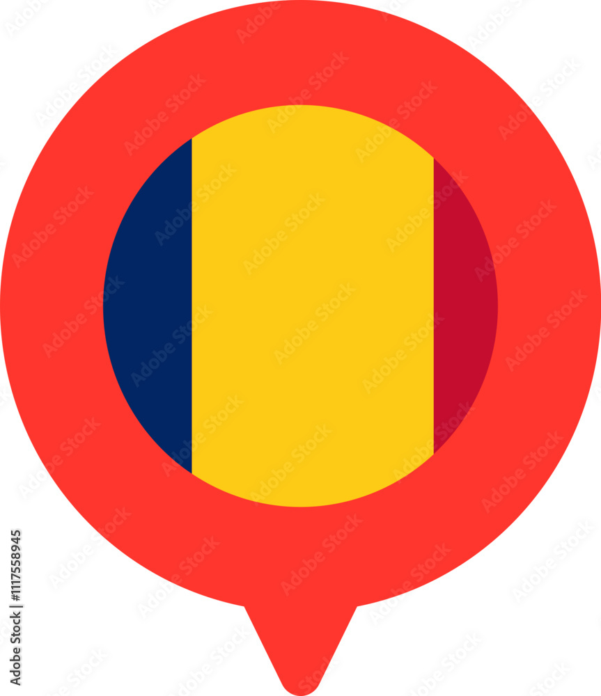 Fototapeta premium Chad Flag On Pin Icon