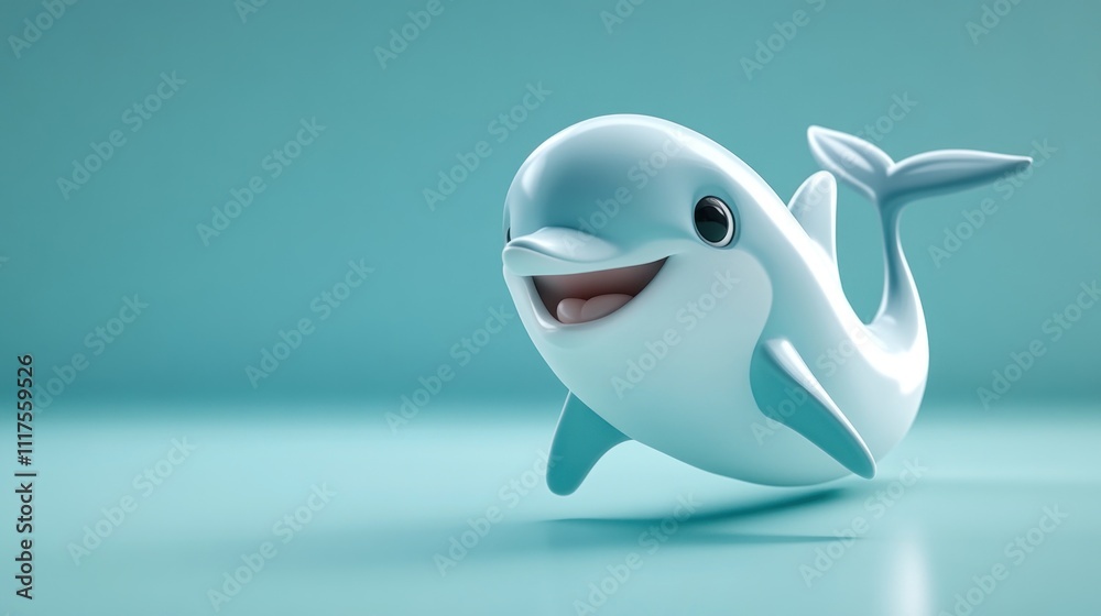 A Happy Cartoon Dolphin Leaps Through Aqua Water A Happy Cartoon Dolphin Leaps Through Aqua Water
