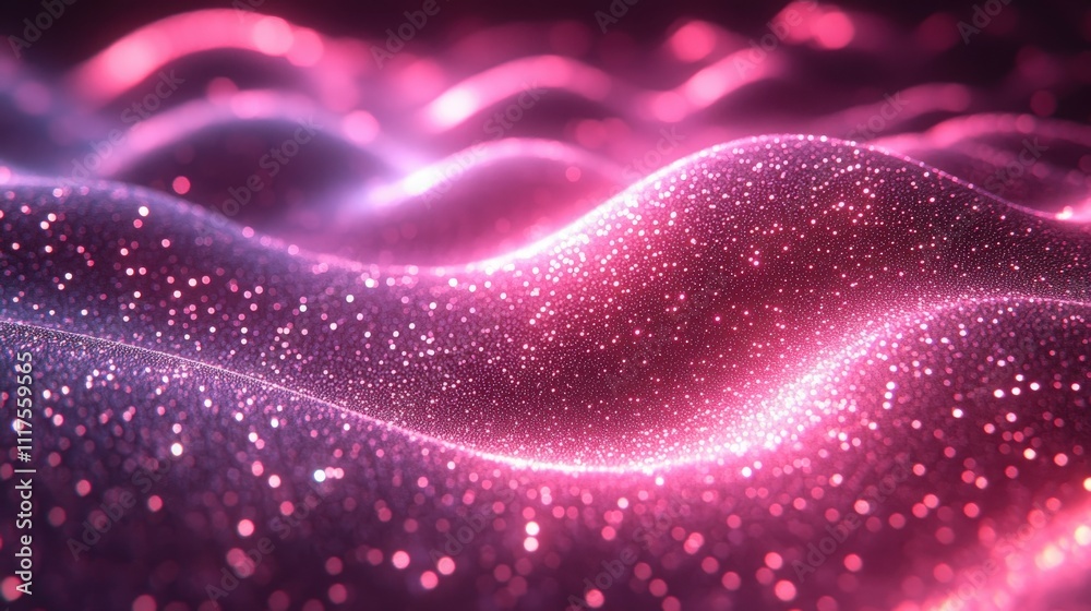 Abstract glowing waves of vibrant pink and purple hues create a mesmerizing background filled with sparkling particles for artistic and creative projects Abstract glowing waves of vibrant pink and purple hues create a mesmerizing background filled with sparkling particles for artistic and creative projects