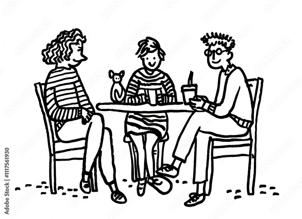 Three friends enjoying coffee together Three friends enjoying coffee together