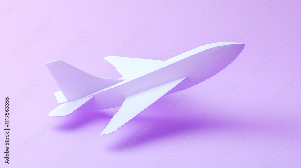 Minimalist White Airplane Model on Lavender Background Minimalist White Airplane Model on Lavender Background